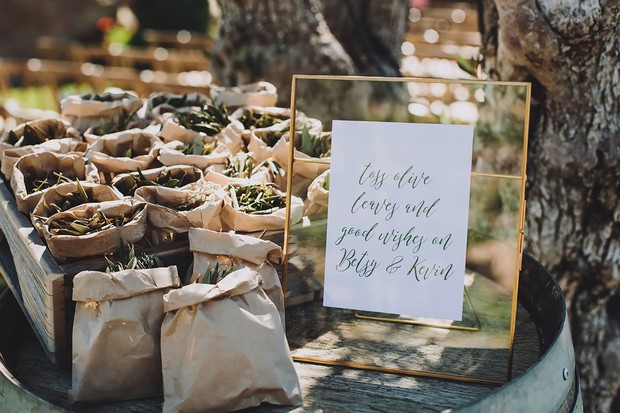 olive leaf confetti for after the I do's