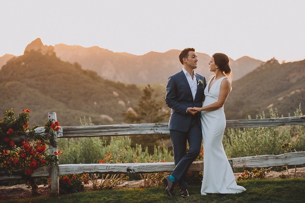 sunset wedding couple portrait idea