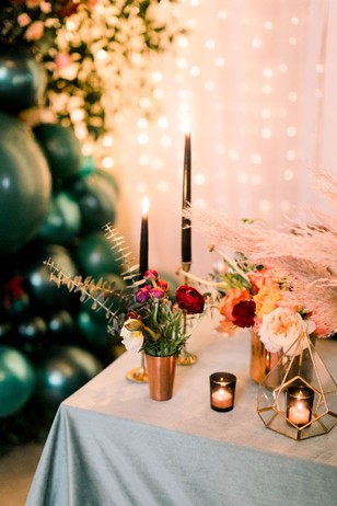 modern boho chic wedding sweetheart table