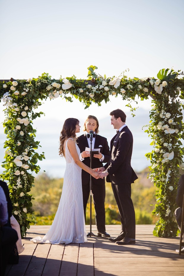 all white flower arch for your wedding ceremony