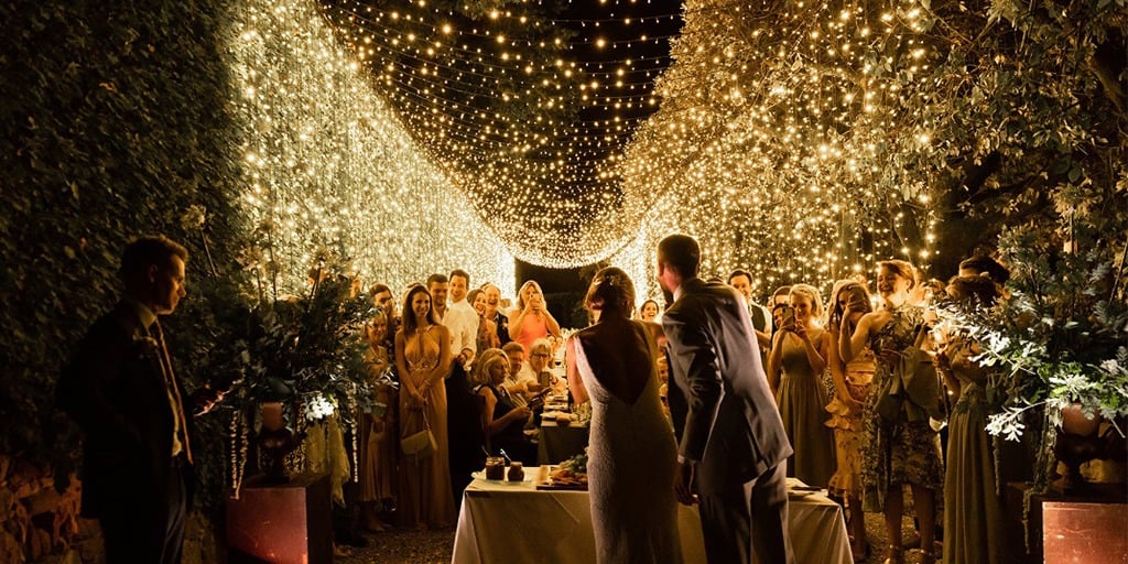 fairy light tunnel wedding