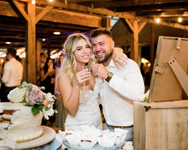 happy couple after cake face smash