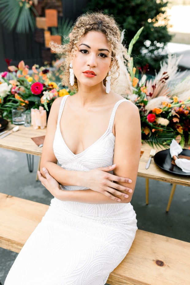 modern chic boho bride look