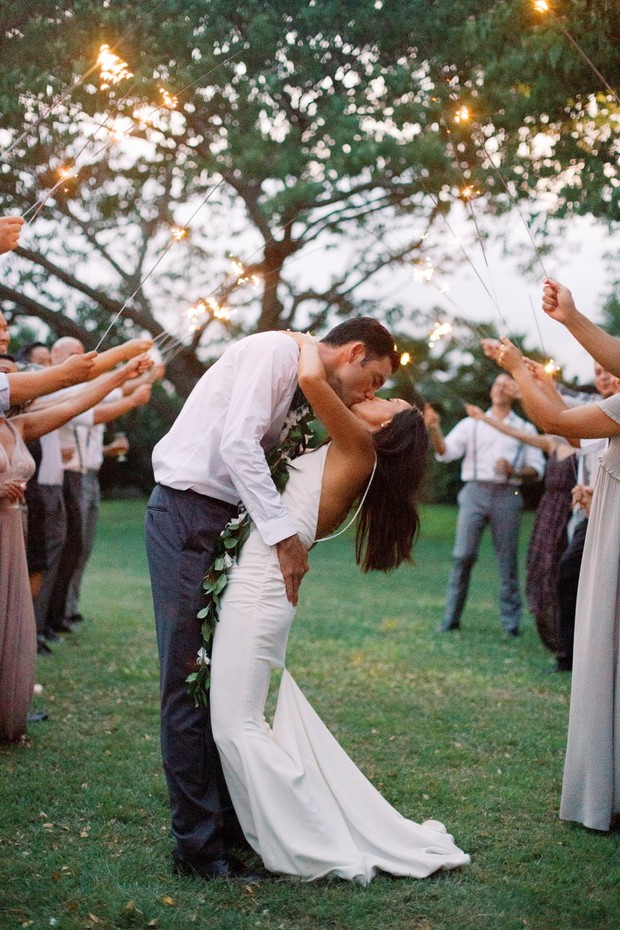 wedding exit kiss