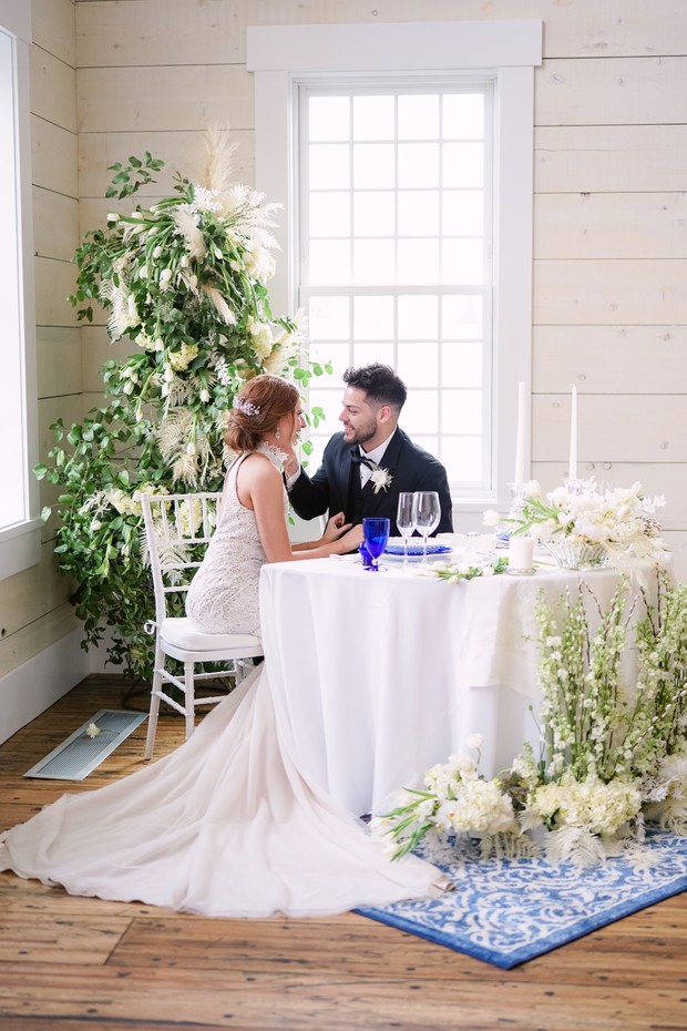 sweetheart table for the bride and groom