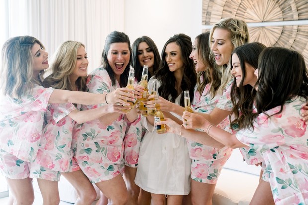 bridesmaid toast with coronitas