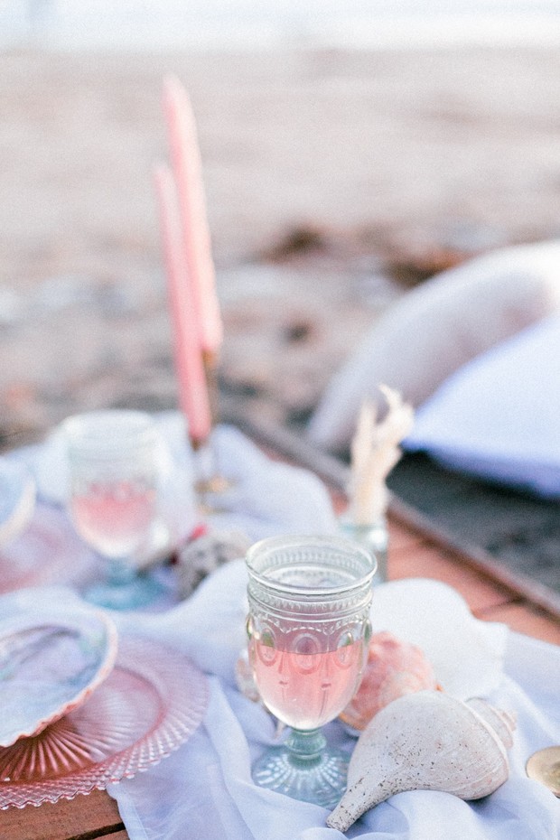 thrifted glassware for a wedding