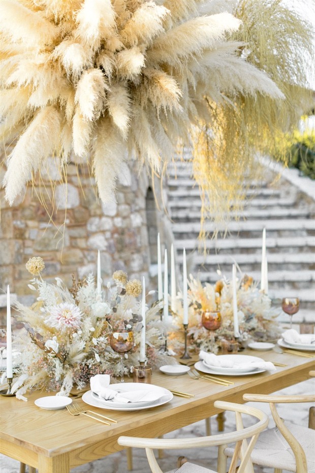 Pampas grass wedding reception