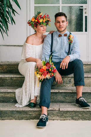 boho bride and groom looks