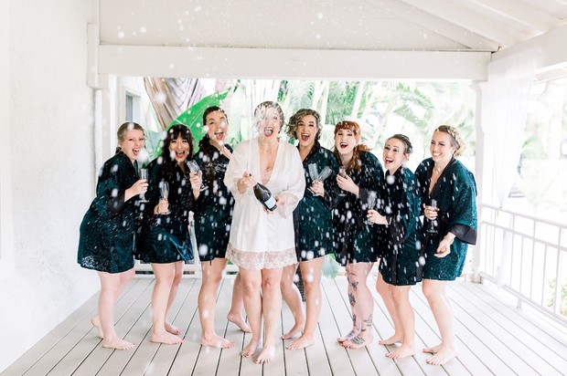 bridesmaid champagne toast