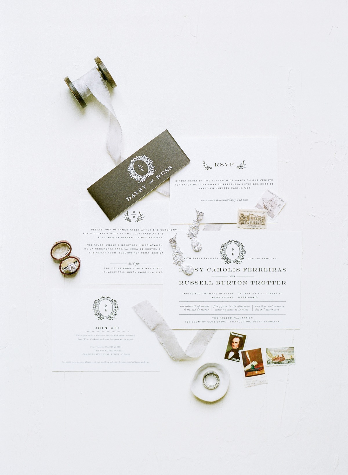 black and white wedding invitation