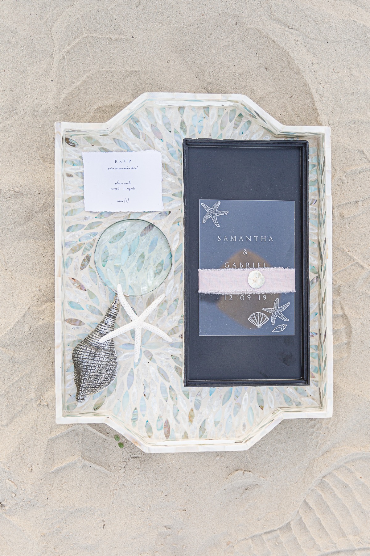 beach inspired wedding invitaiton