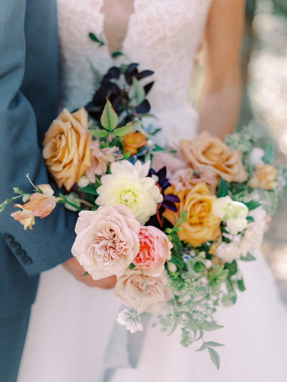 garden rose wedding bouquet