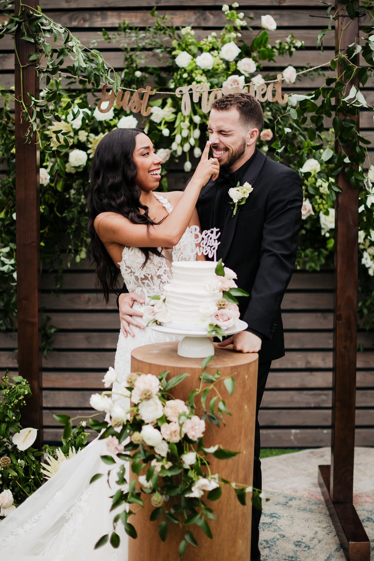 Just Married backyard celebration