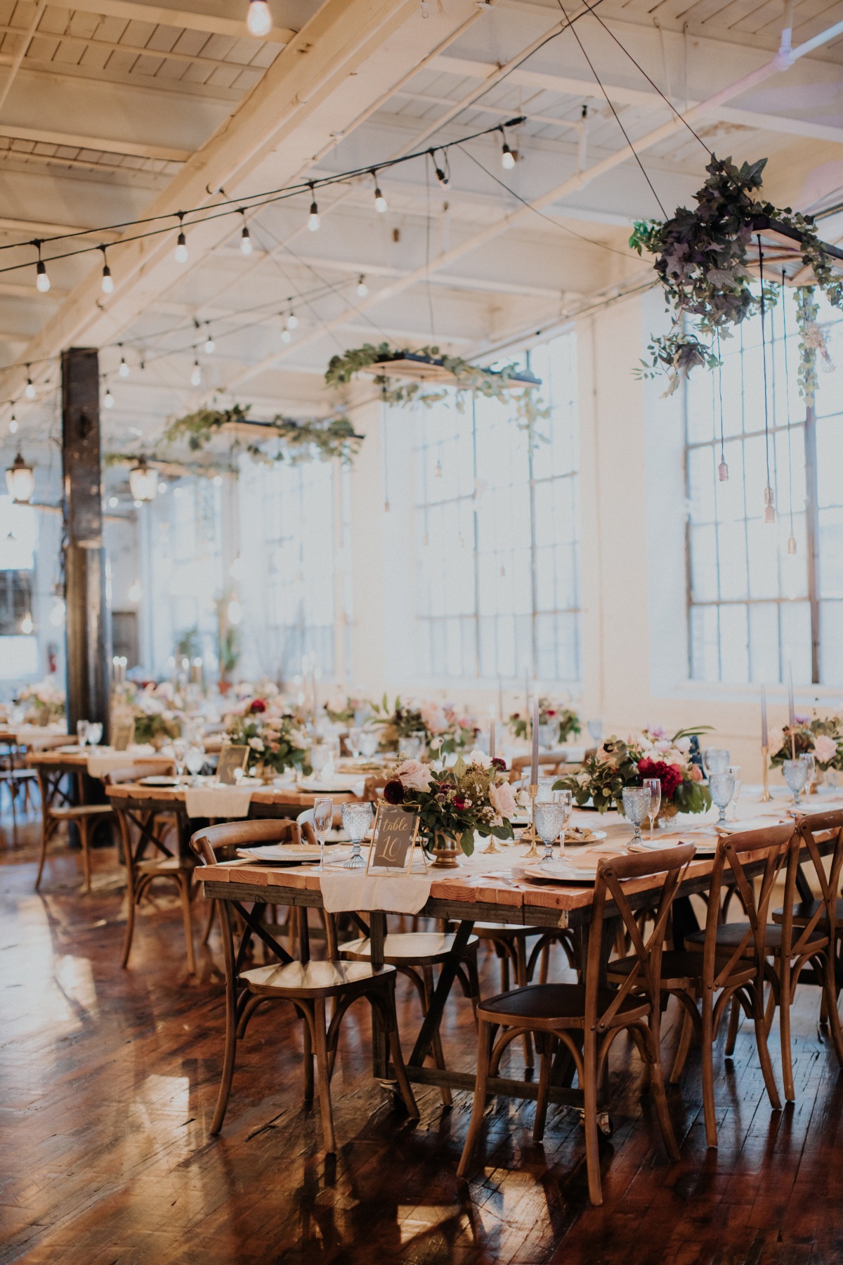 Industrial chic wedding reception decor ideas