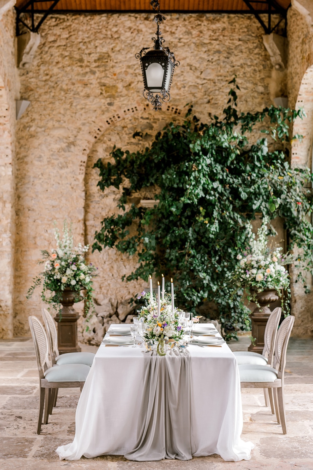 posh wedding reception at castle in Portugal