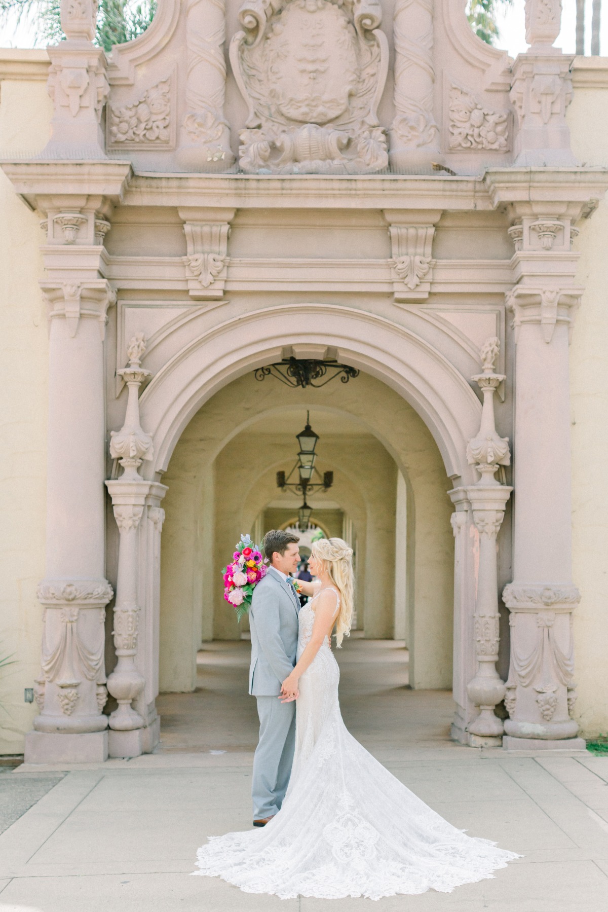 Zora and Dan  colorful San Diego wedding at Prado Ballroom in Balboa Park