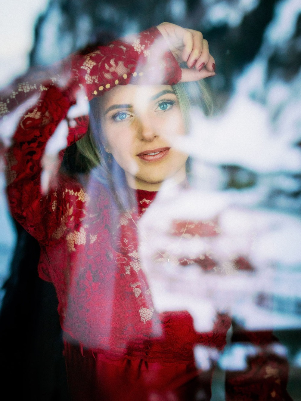 bride in red wedding gown