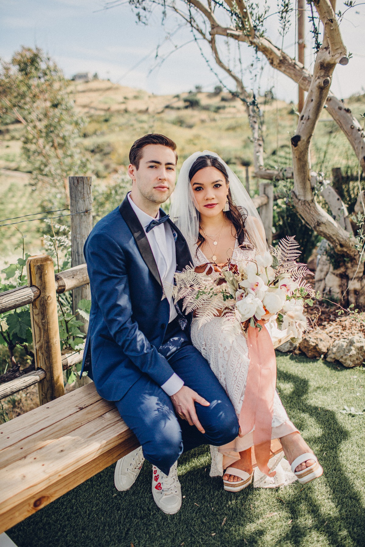 bride and groom at their COVID-19 wedding