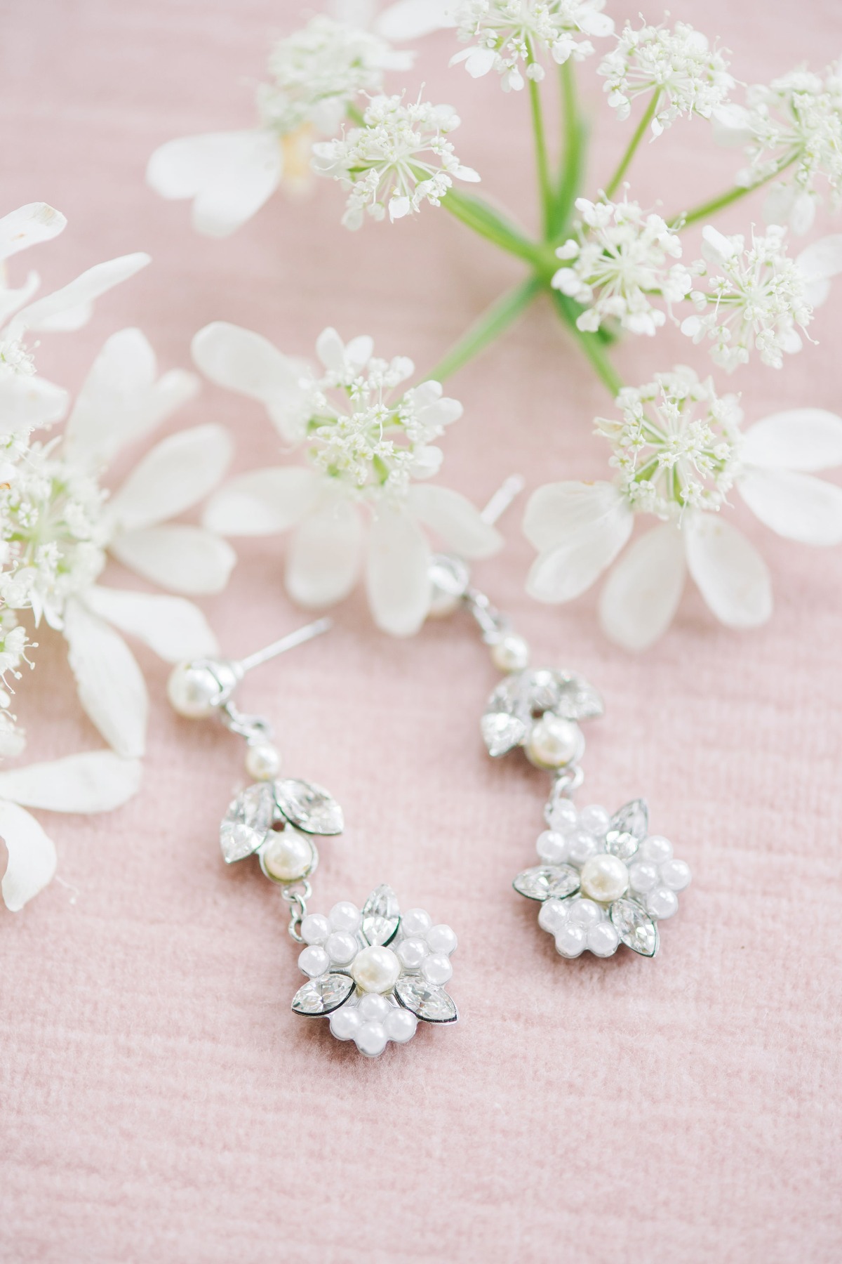white wedding earrings
