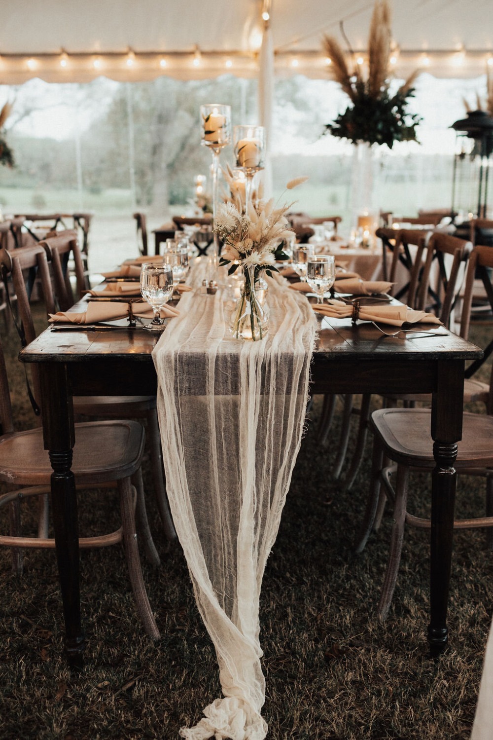 neutral wedding reception decor