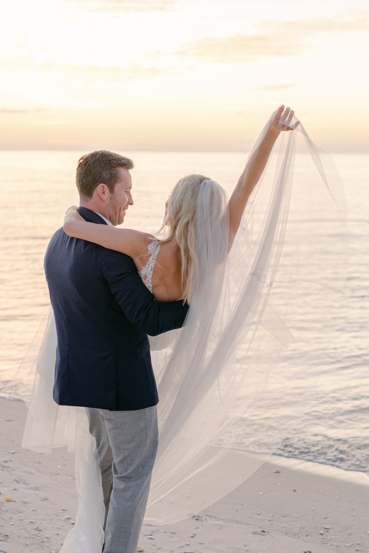 sunset wedding photo