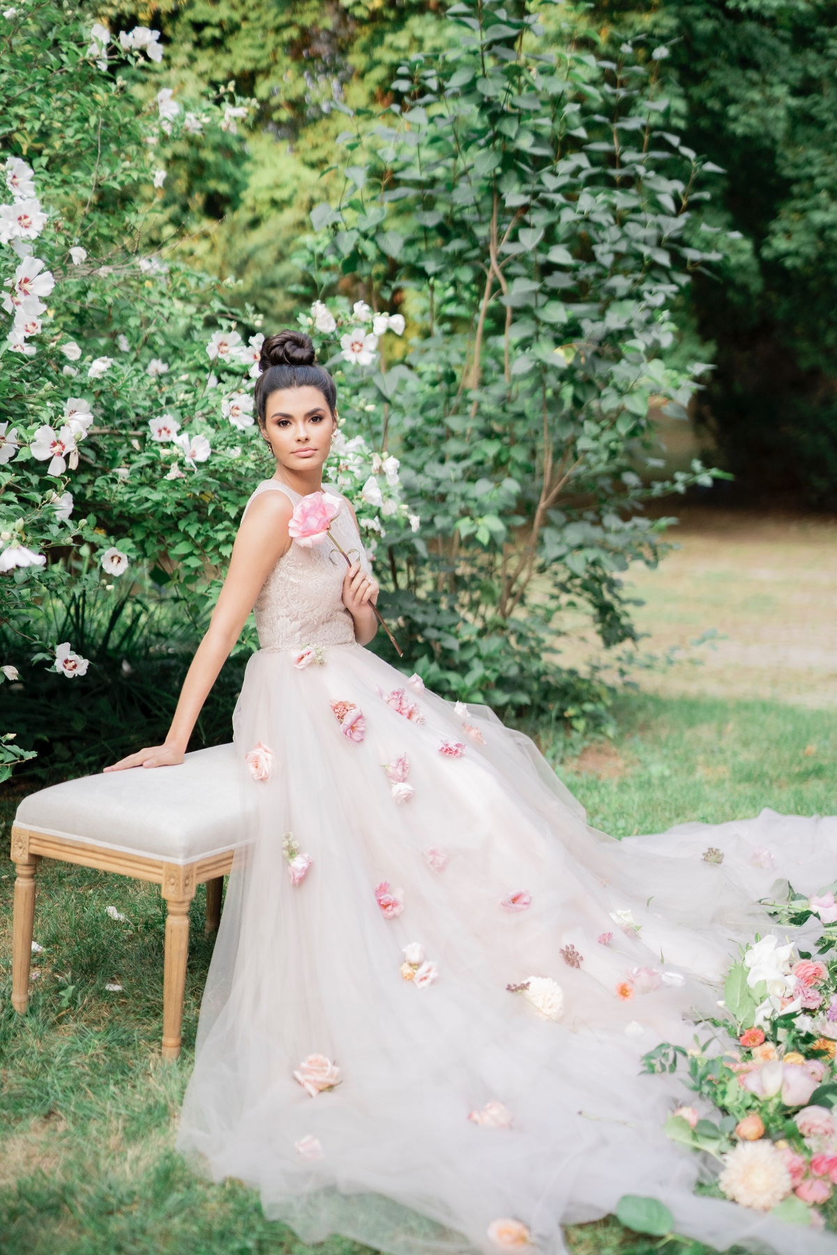 Geometric Orchard Wedding with Pink and Orange Flowers