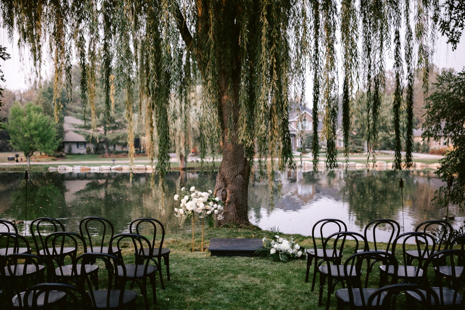 black and white wedding ceremony