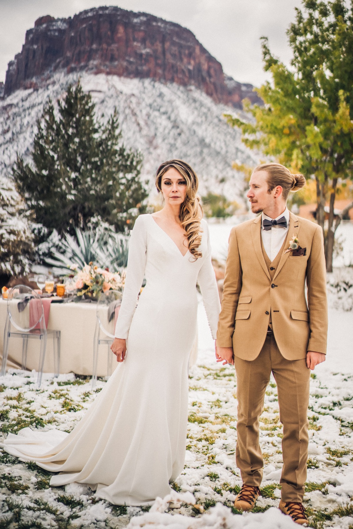 Snowy Desert Styled Shoot Turned Real Micro-Wedding