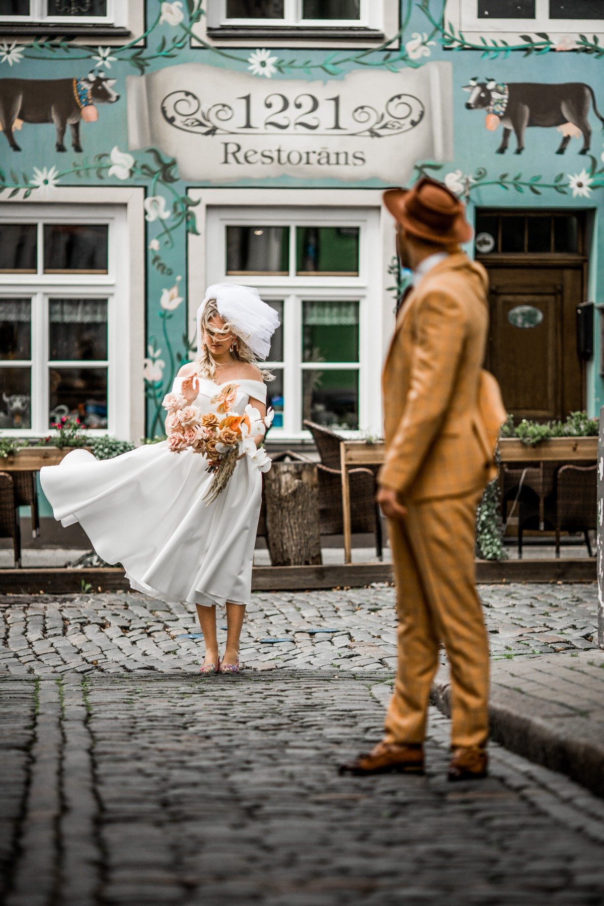 Boho Elopement Inspo In Old Town Riga, Latvia