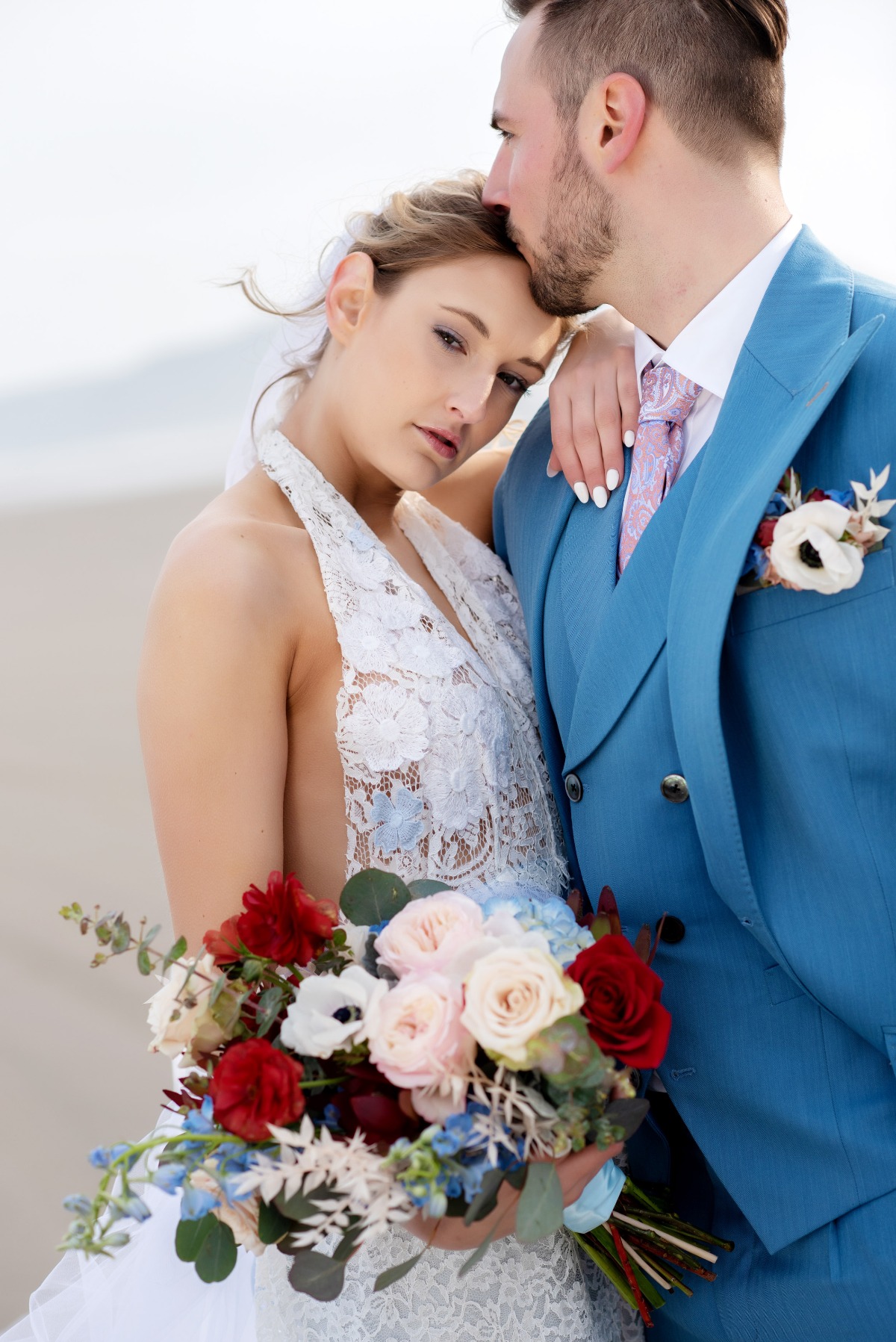 French Blue Coastal Elopement Inspiration at Del Rey Beach in Gearhart Oregon