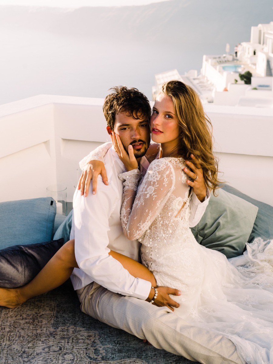 Get Away From It All–A Magical Elopement On The Cliffs Of Santorini