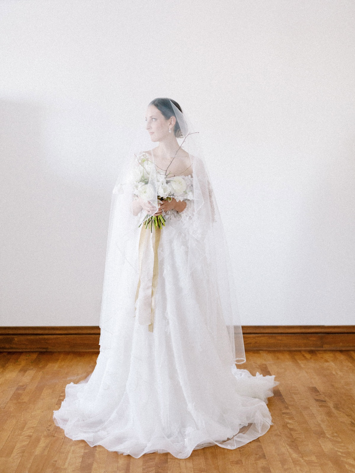 A Modern Scandinavian Inspired Bridal Moment in White and Blue