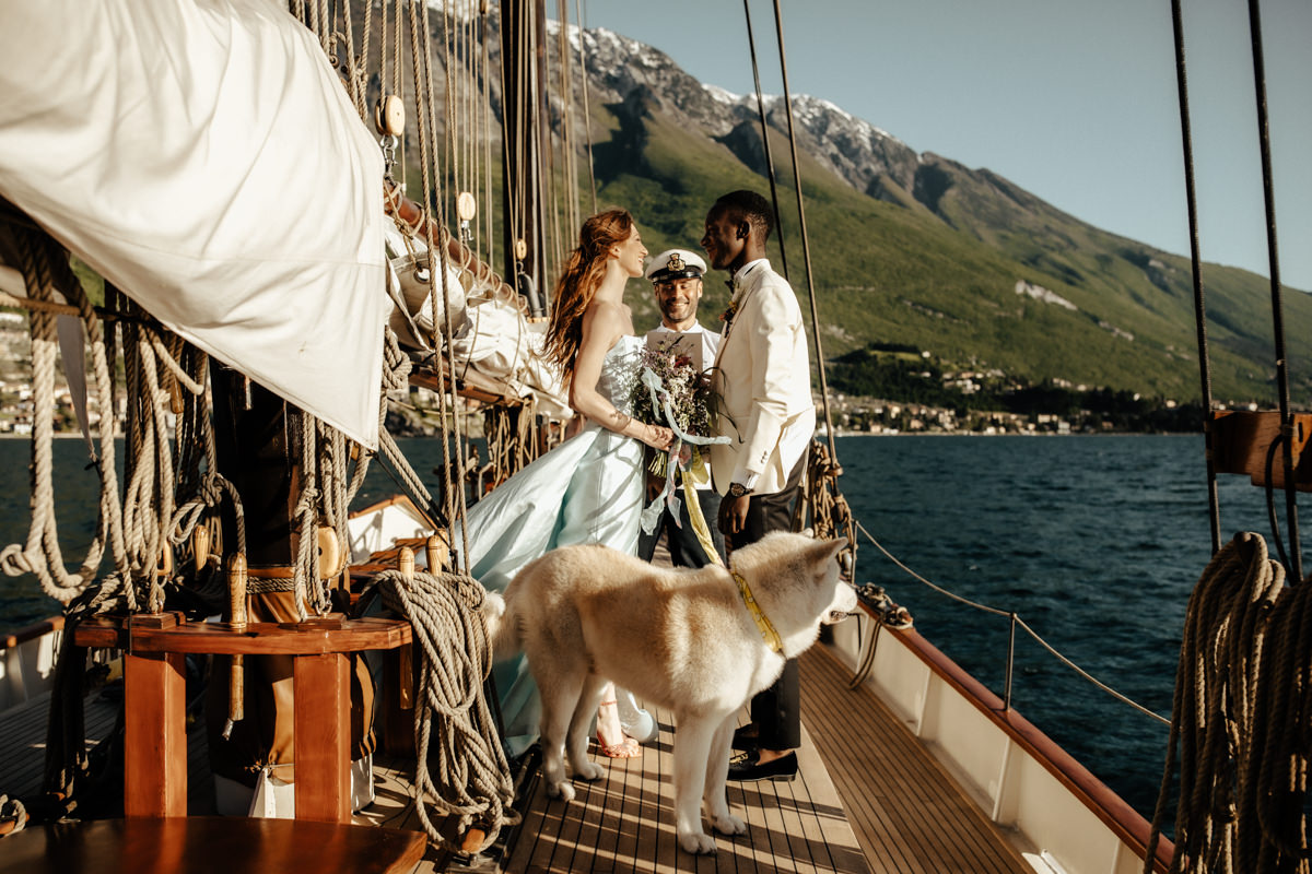 Enchanting Elopement On A Sailing Boat On Lake Garda