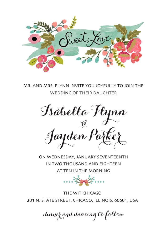 Audrey Free Printable Wedding Invites
