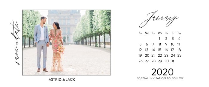2020 Free Printable Calendar Save The Date Cards