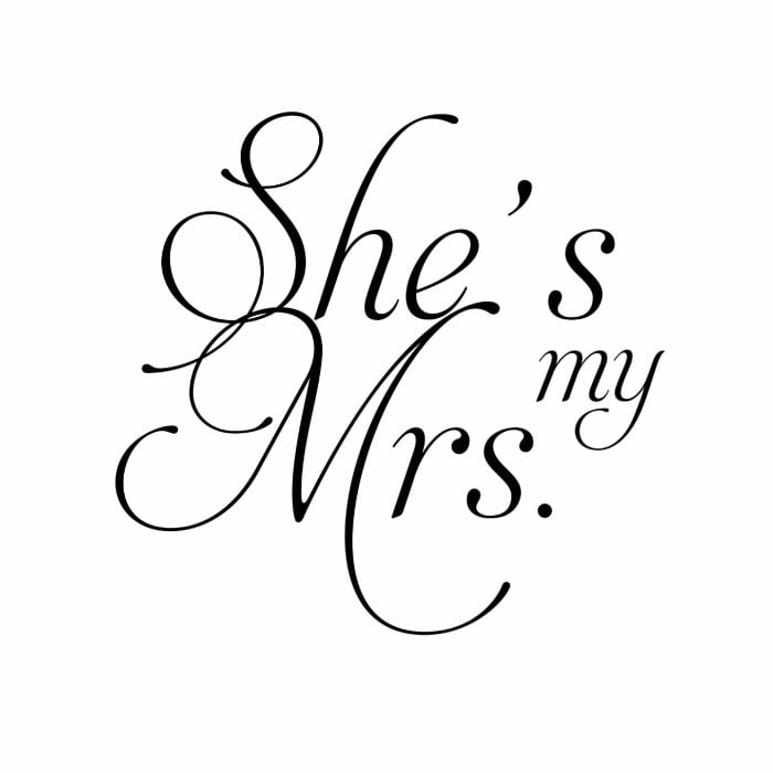 Fancy Font Free Printable Mr. and Mrs. Wedding Signs