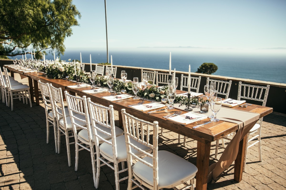 Reception table with view of ocean
