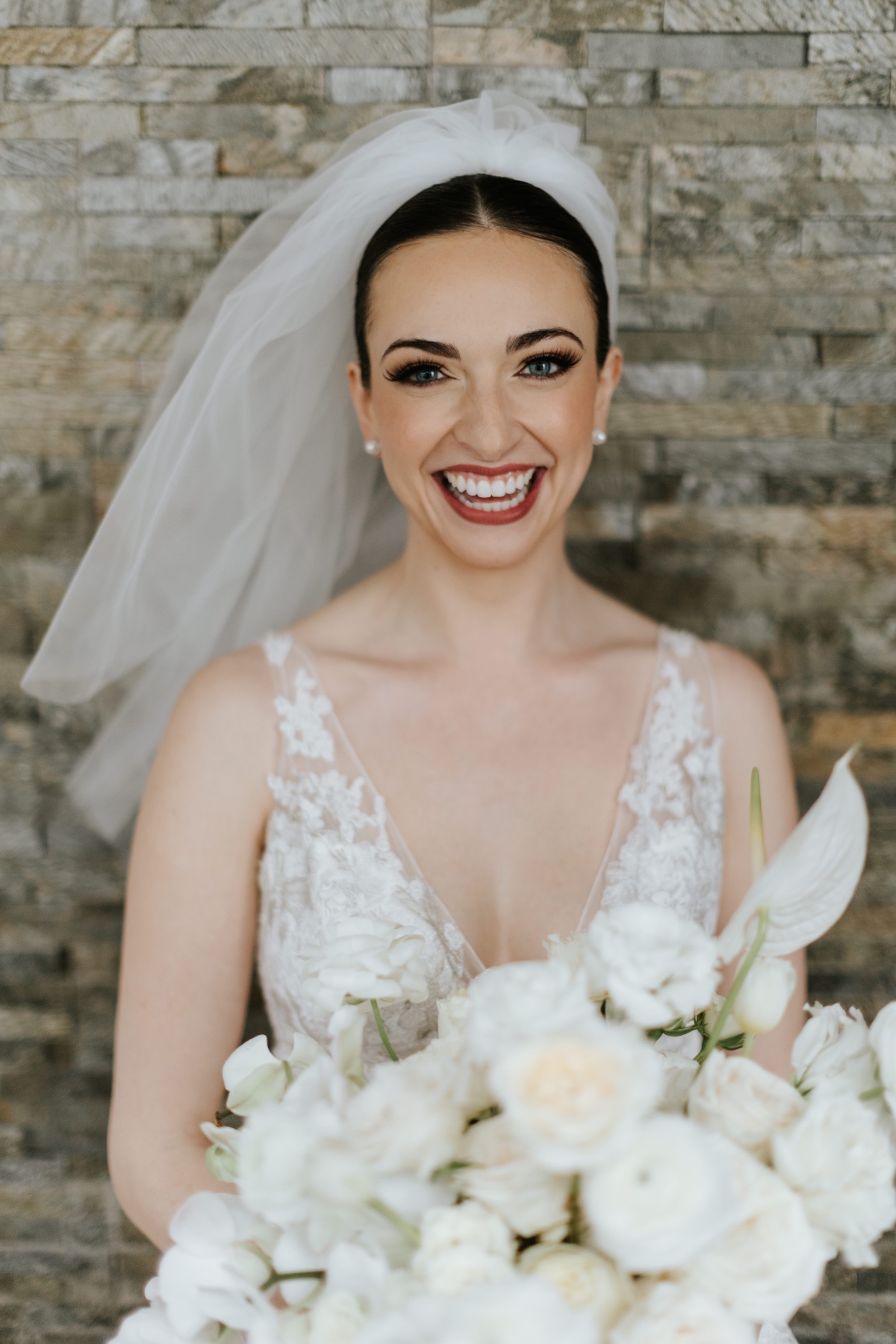 Portrait of bride wearing veil