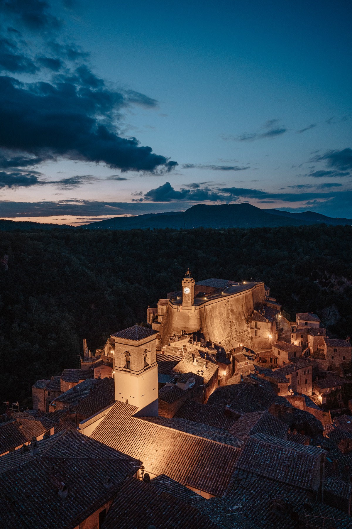 Night scape view over Sorano