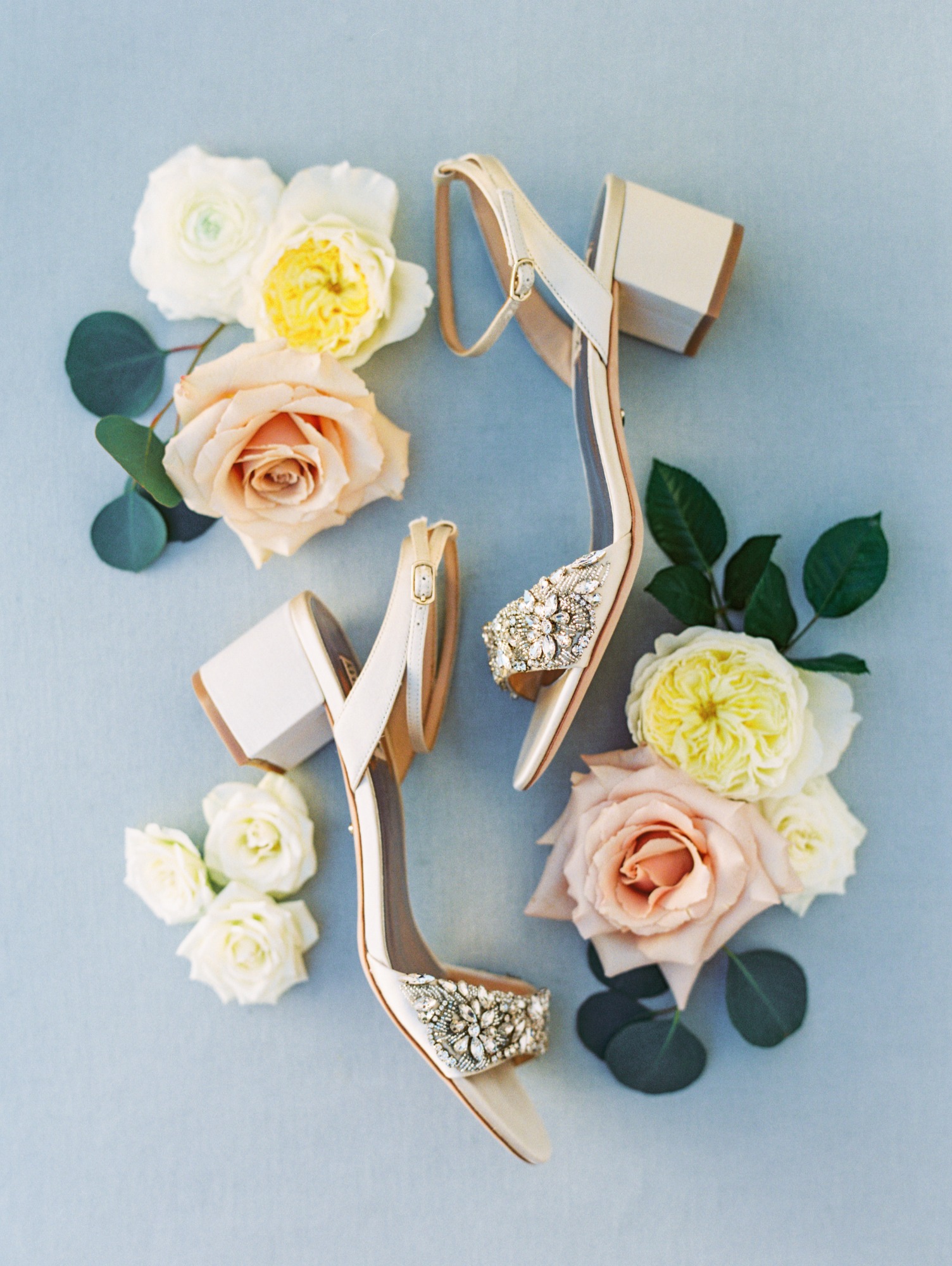 flat lay wedding shoes