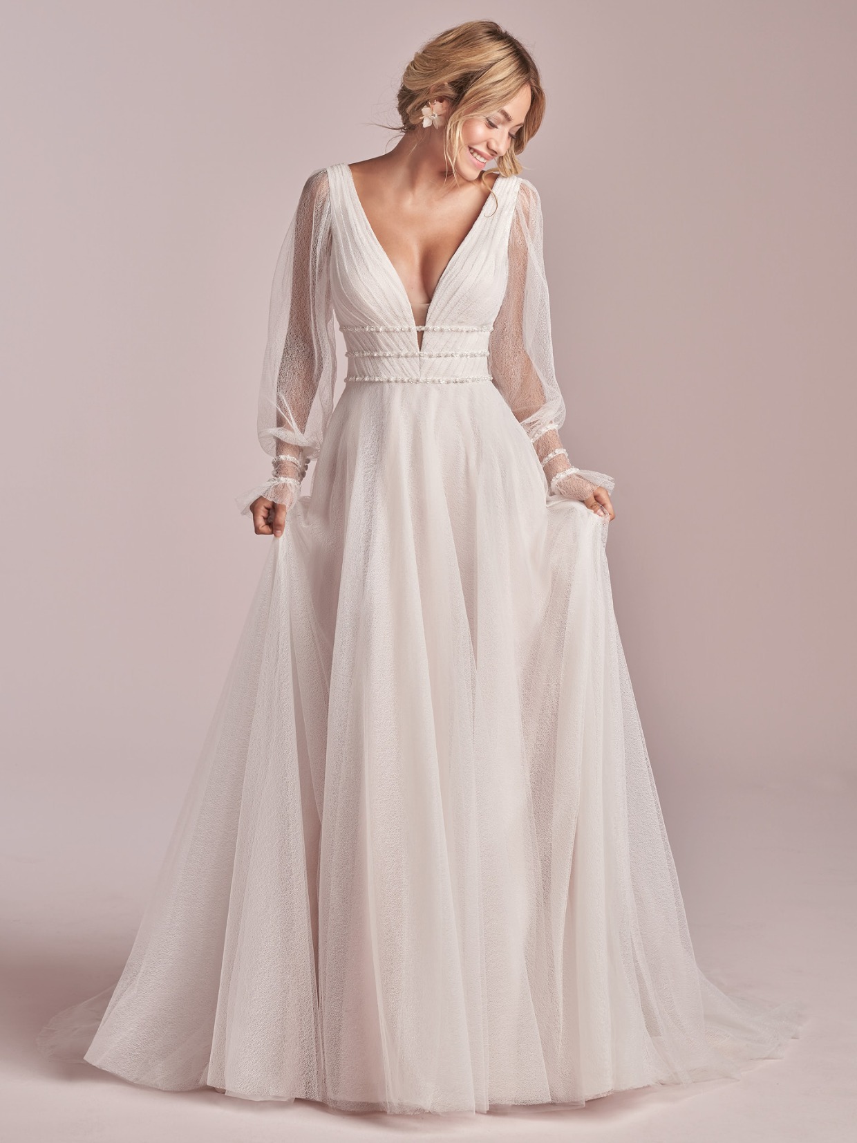 Kyrie Simple Ballgown Wedding Dress with Elegant Overskirt