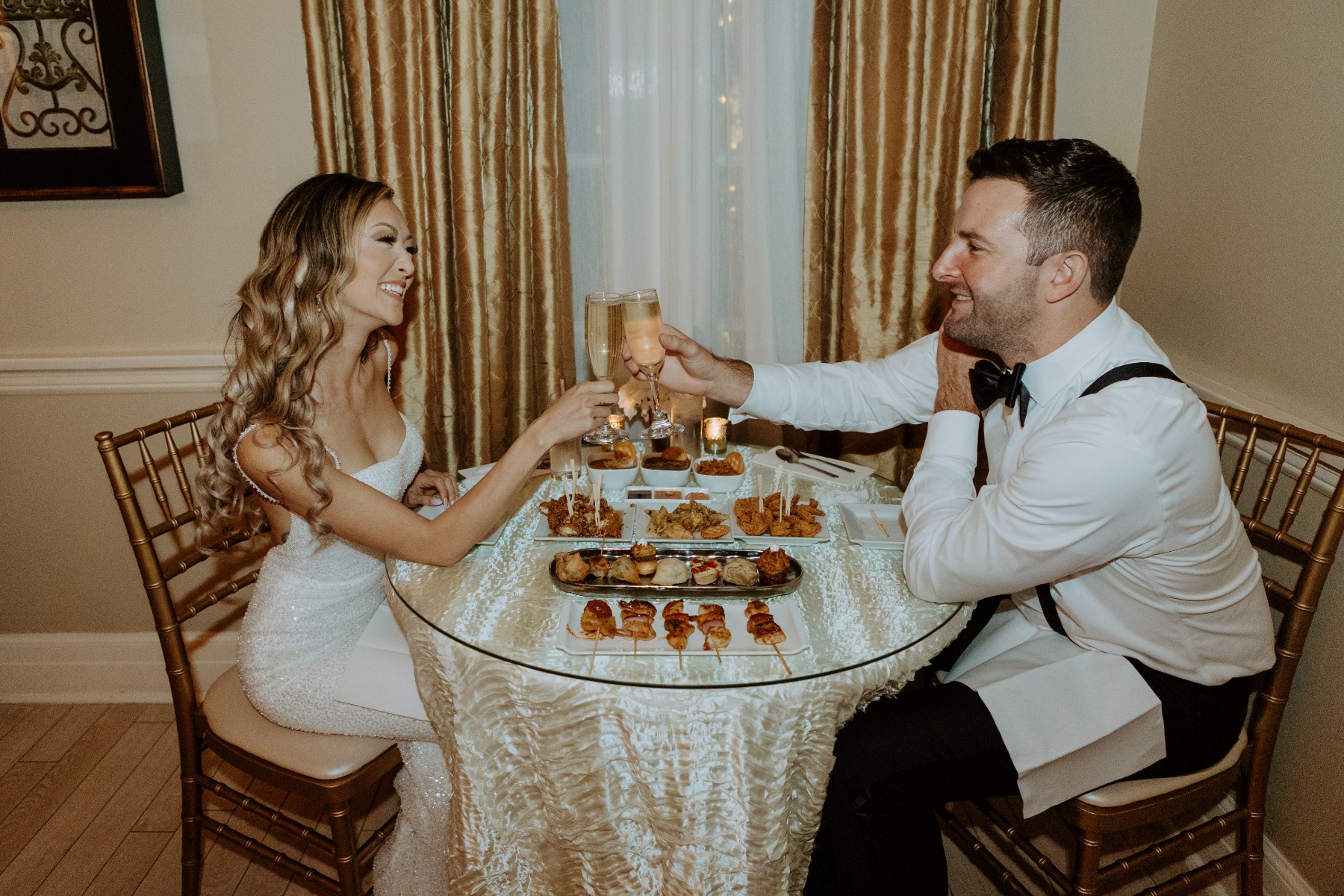 private bride and groom food table