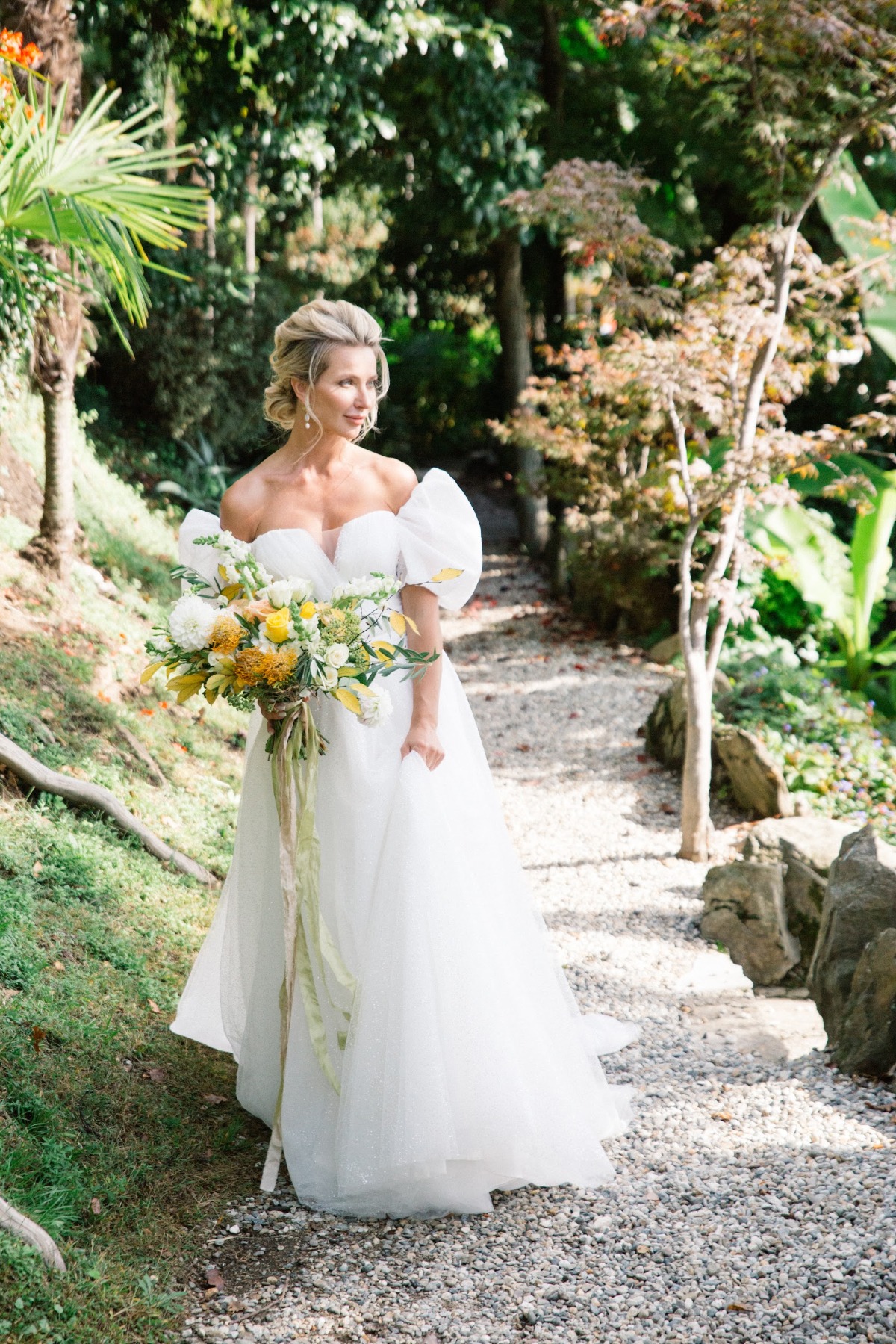 off the shoulder wedding ballgown