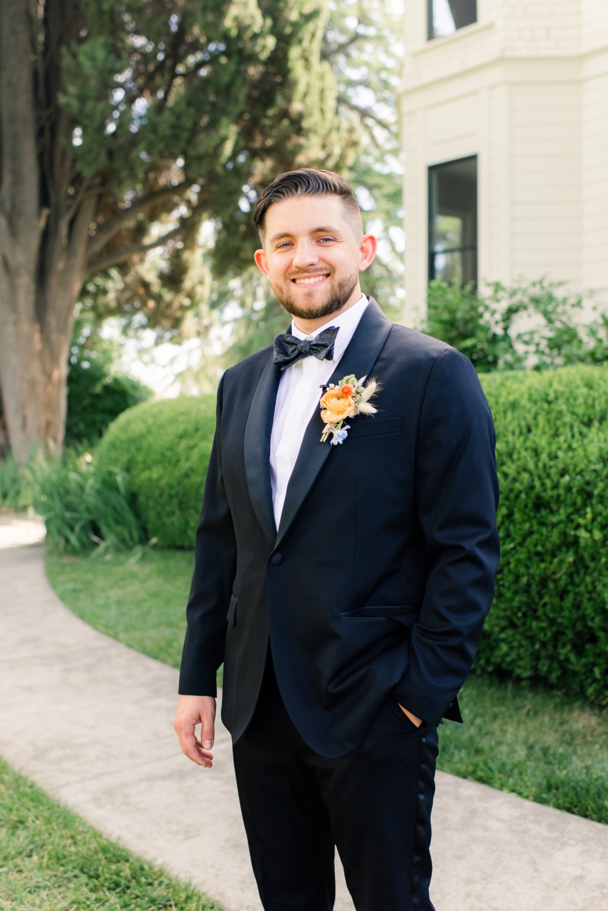 Classic groom in tuxedo at Park Winters