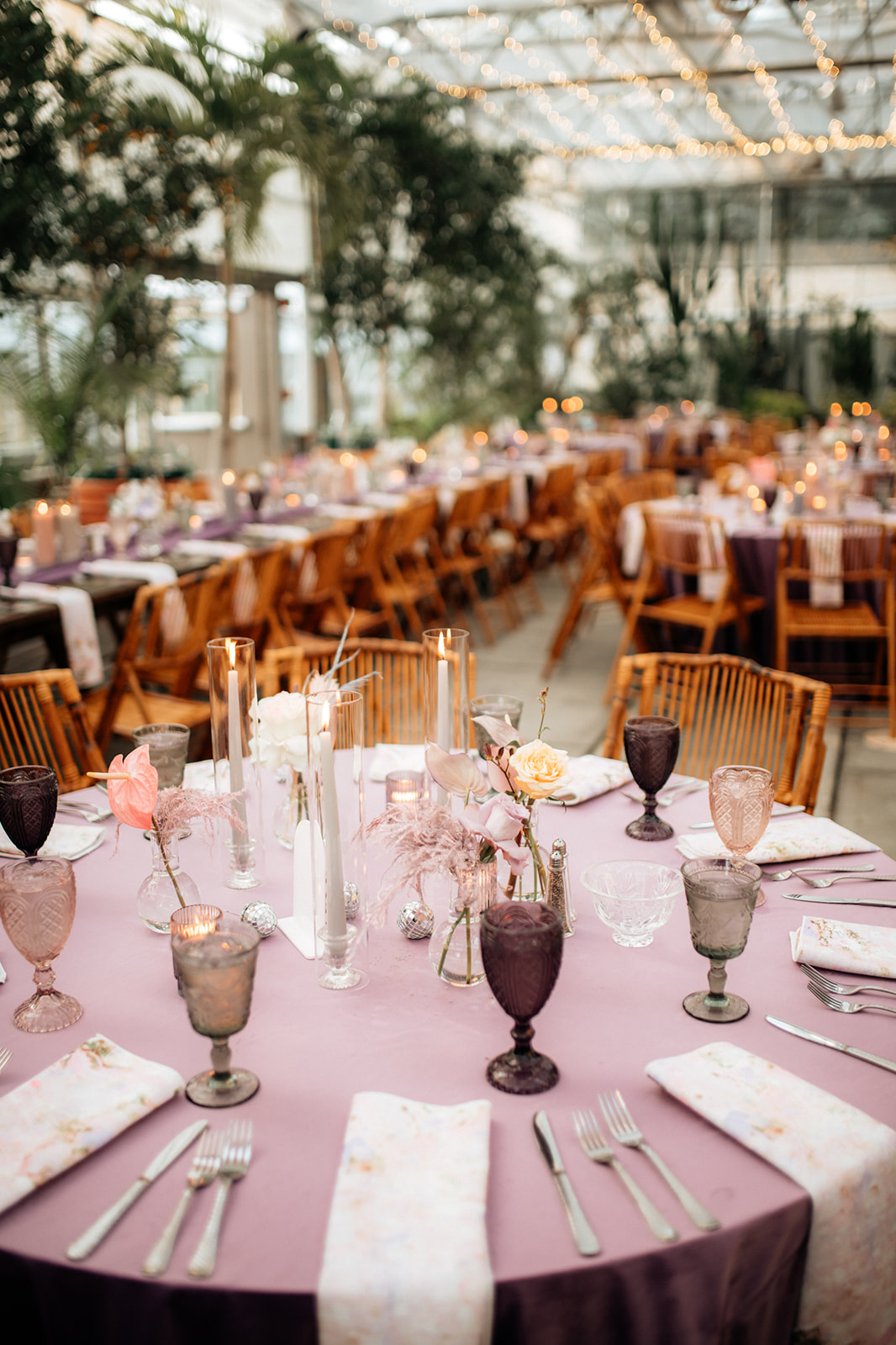 Pink & purple wedding with tropical disco vibes in Rhode Island