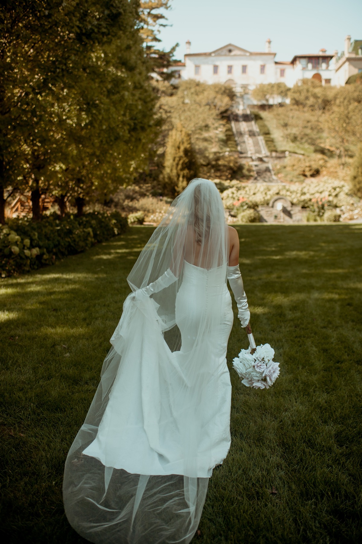 white long veil