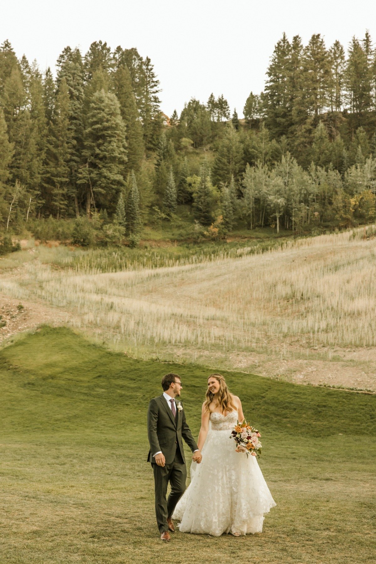 bride in lace ballgown