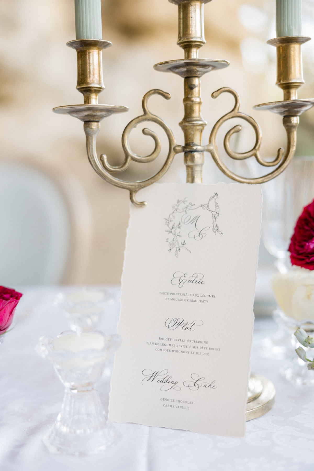 linen wedding menu