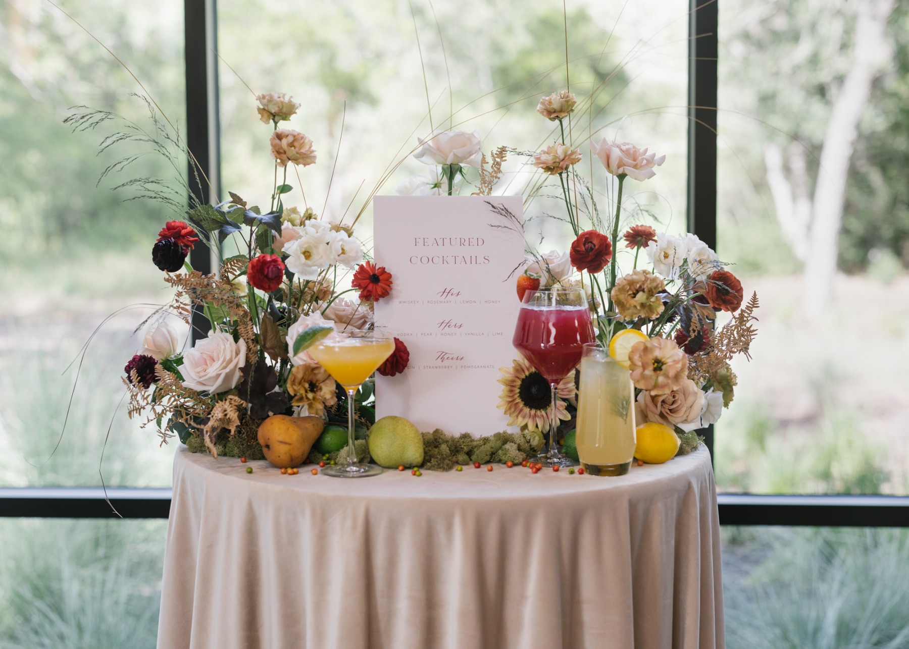 Modern floral cocktail menu 